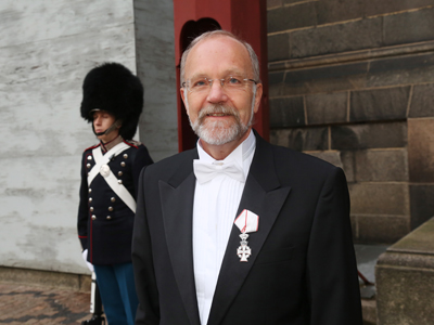  Queen Margrethe II of Denmark honored Finn Tarp, Director of UNU-WIDER,  with the Order of the Dannebrog. The ceremony took place in Denmark on 14 December 2015. Photo: Klaus Møller